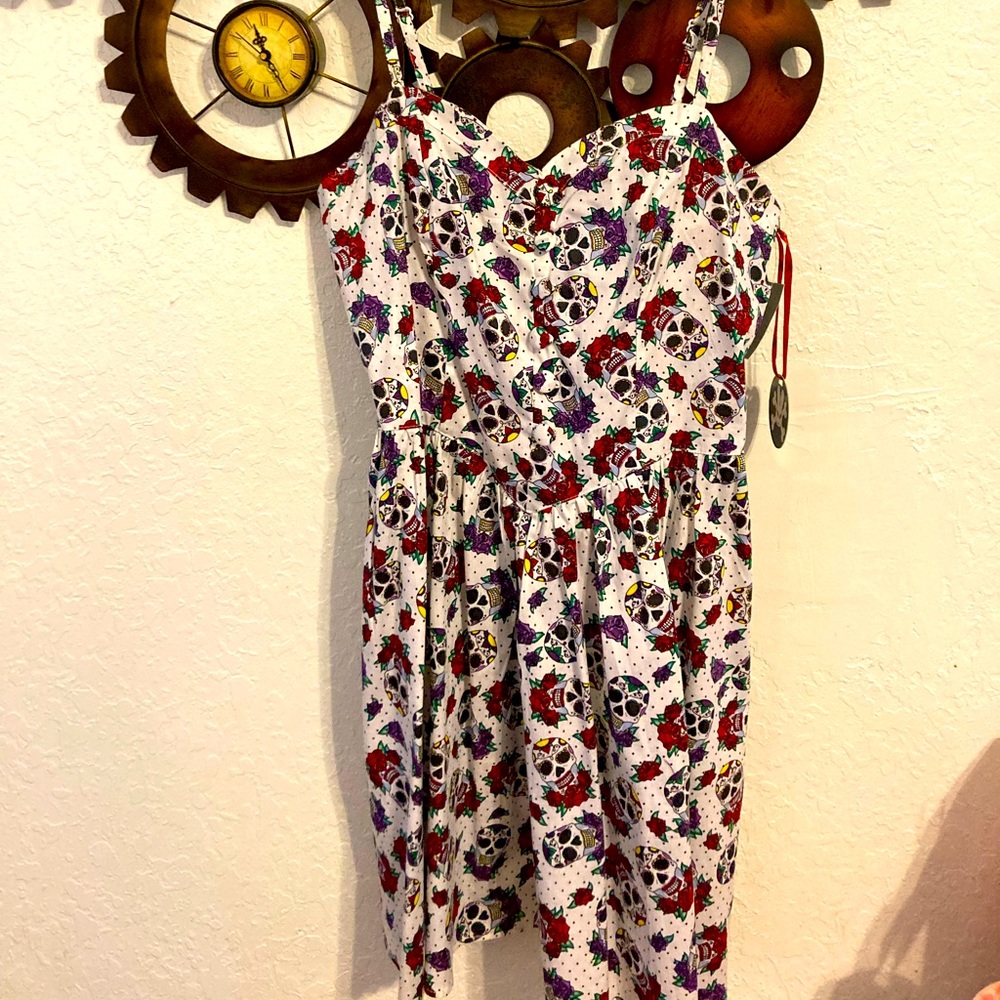NWT Hell Bunny Skull Roses Dress HT RARE